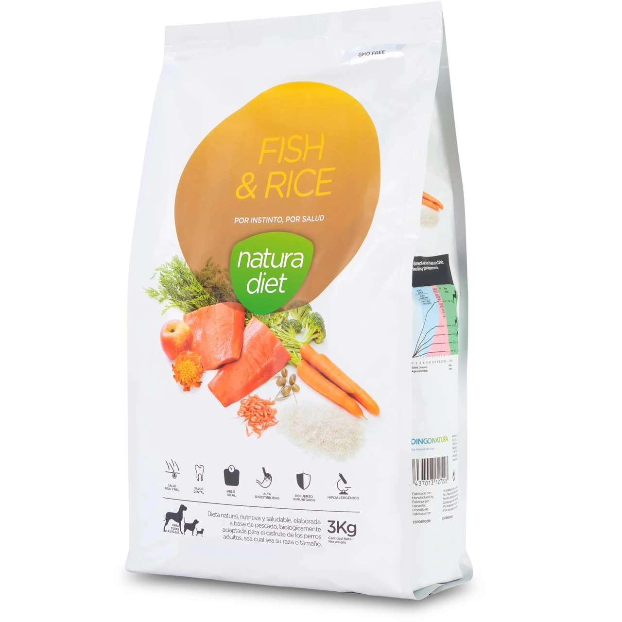 Natura Diet Fisk og Ris hundefoder 3 kg - Naturlig ernæring til hunde
